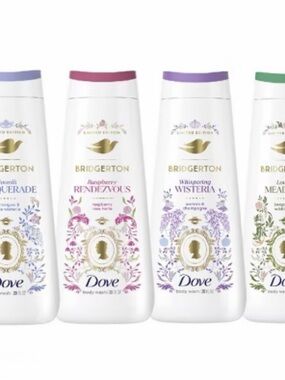 Dove x Bridgerton Rendezvous, Masquerade, Wisteria, Meadows Body Wash-Limited Ed